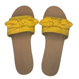 LOFT Yellow Bow‎ Slide Sandals Women's Size 7 Summer Beach Casual